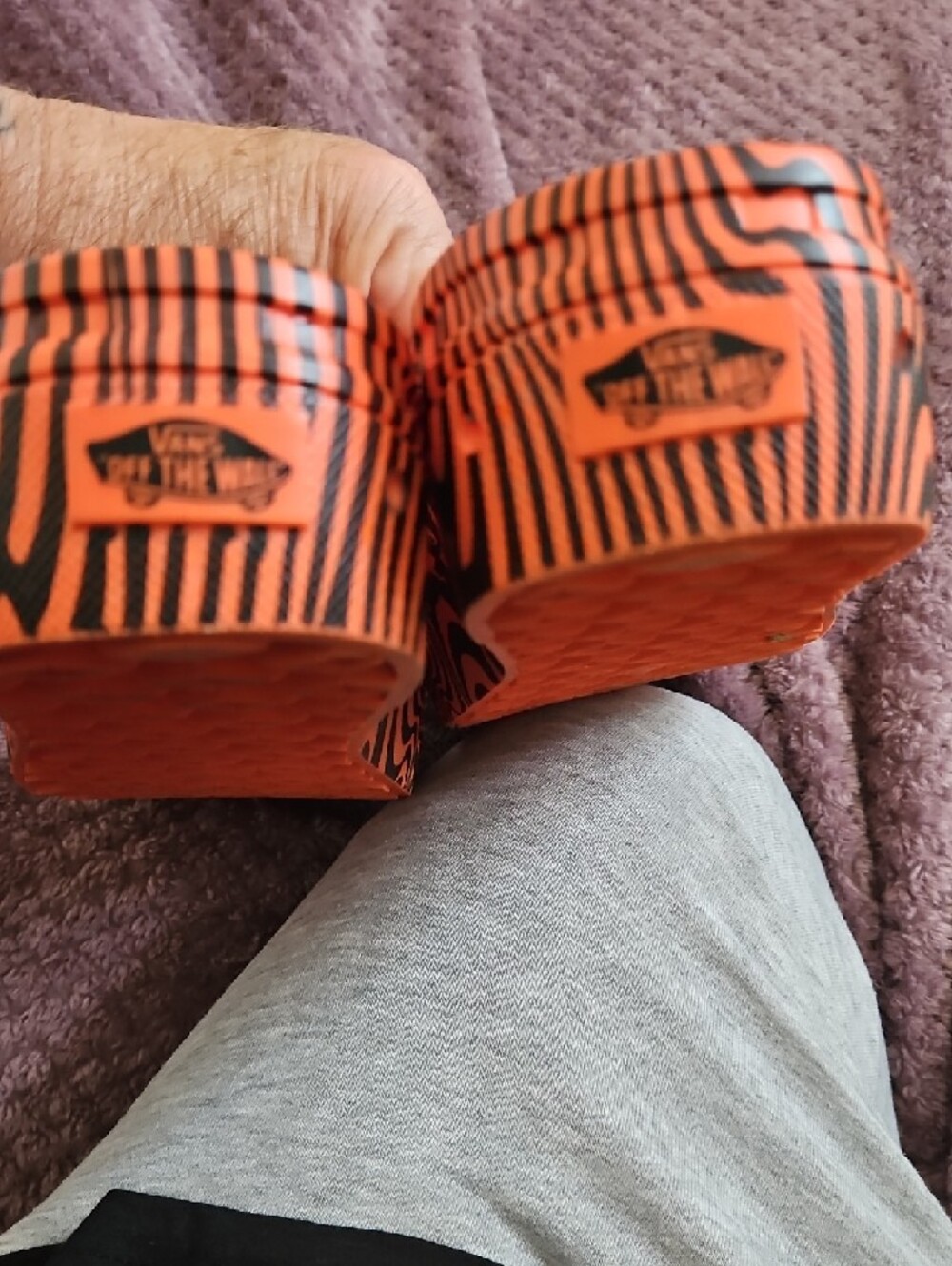 Vans Orange and Black Swirl Slip-On Clogs - Picture 2 of 7